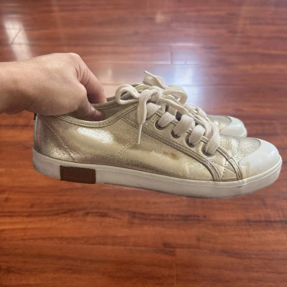 Ugg Mikki Canvas Trainers Sparkling Sterling Gold Youth Size 5 Womens Sz 6.5